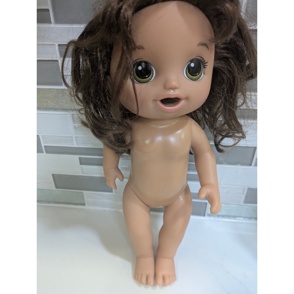 Hasbro Baby Alive Lil Sounds Brown Hair Green Eyes 12 inch Doll Clean & Cute